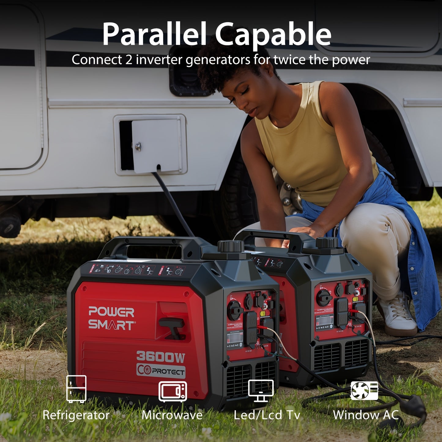 Generator, Camping Gear and Equipment, 3600 Watt Super Quiet Portable Inverter Generator, Gas Powered, RV Ready