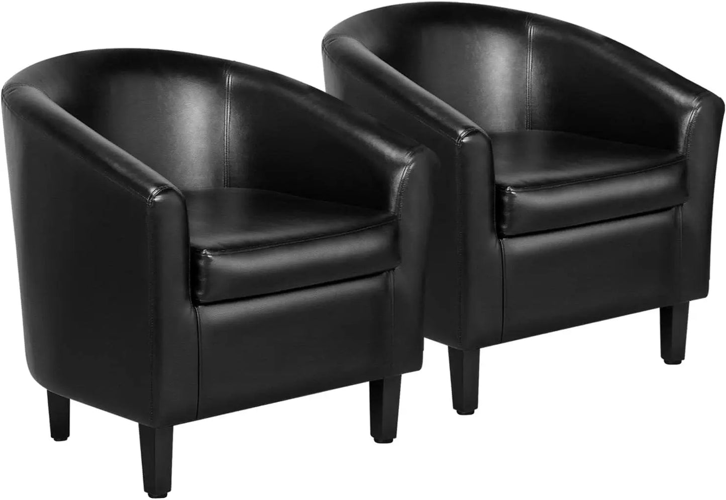 Accent Chairs Set of 2, Faux Leather Barrel Chairs