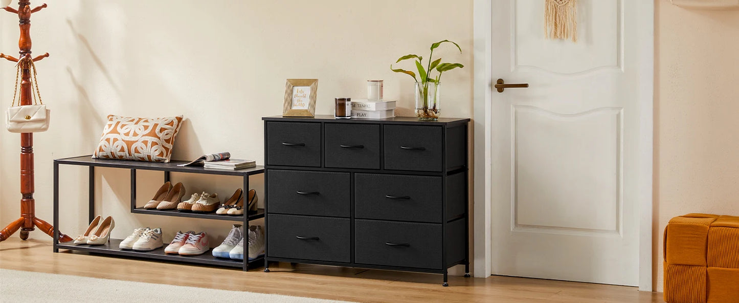 Dresser For Bedroom With 7 Fabric Drawers Organizer Storage Closet
