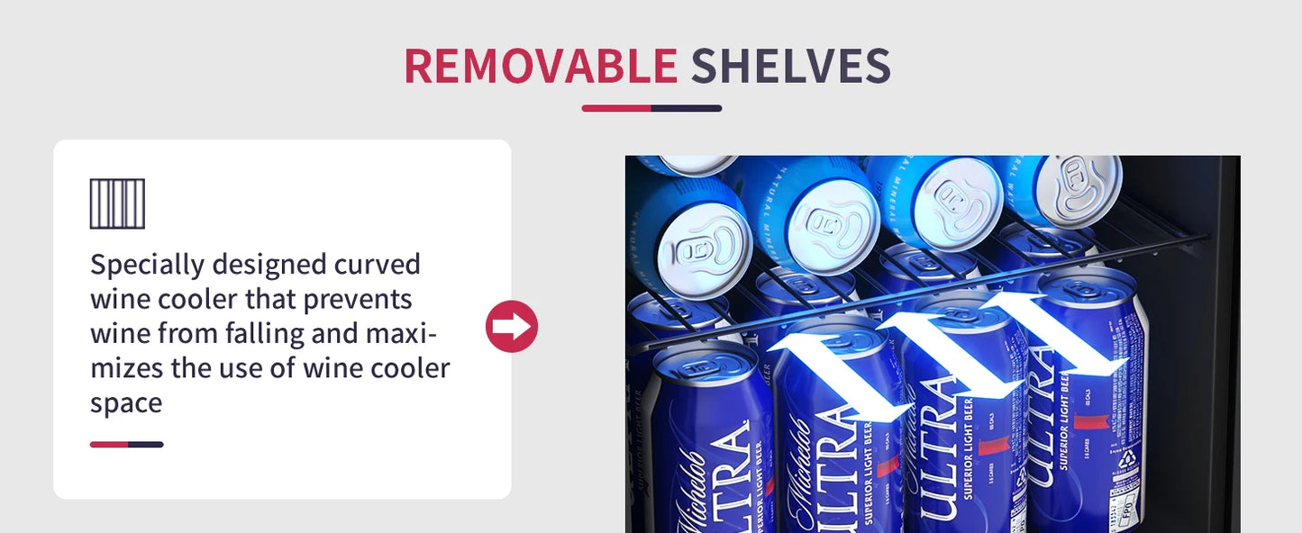 Mini Fridge 1.3 cu ft. 48 Can Beverage Refrigerator Cooler for Beer Drinks Wines Beverage Fridge with Adjustable Shelves