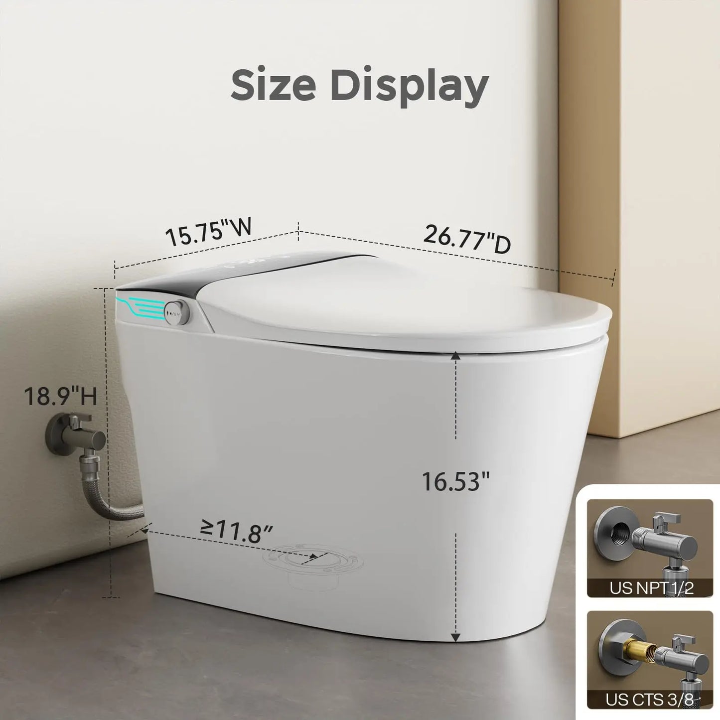 Elongated Smart Toilet with Bidet Built in, Foam Dispenser, Instant Warm Water, One-Piece Toilet with Dual Auto Flush in 1.28GPF