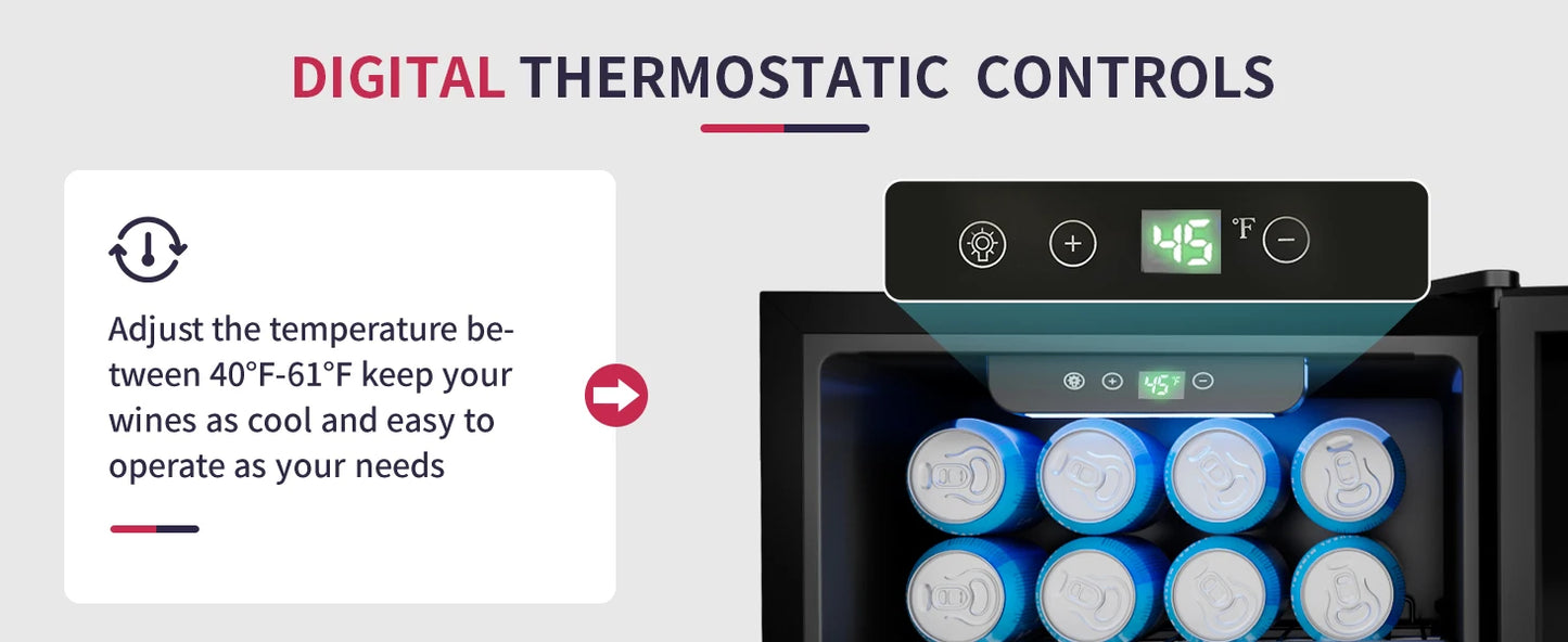 Mini Fridge 1.3 cu ft. 48 Can Beverage Refrigerator Cooler for Beer Drinks Wines Beverage Fridge with Adjustable Shelves