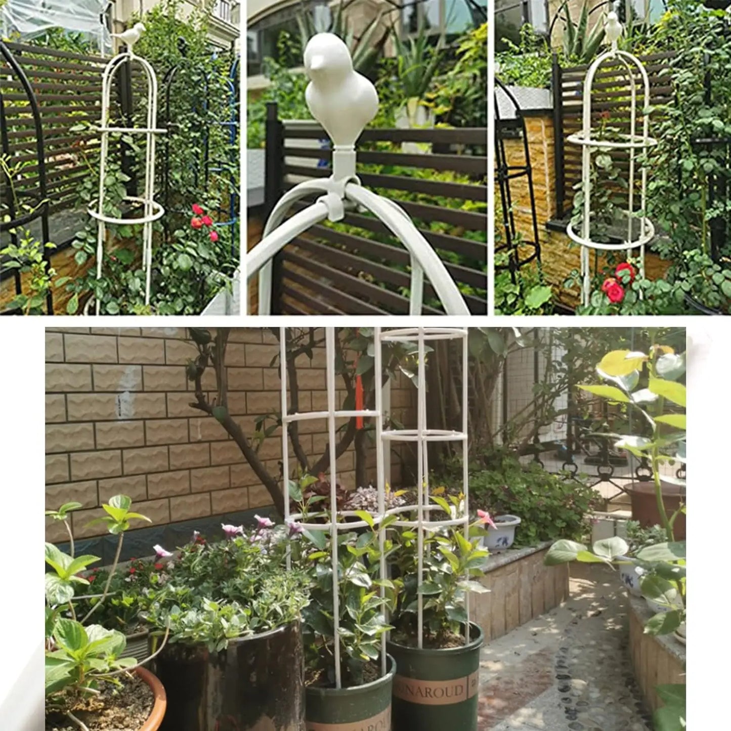 6ft Garden Obelisk Trellis for Climbing Plants-Rustproof Metal Pipe with Heavy Duty Plastic Coated