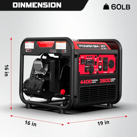 4400W Portable Generator with Inverter Technology, RV Ready 30A Outlet, Gas Powered, Lightweight & Quiet for Home Use
