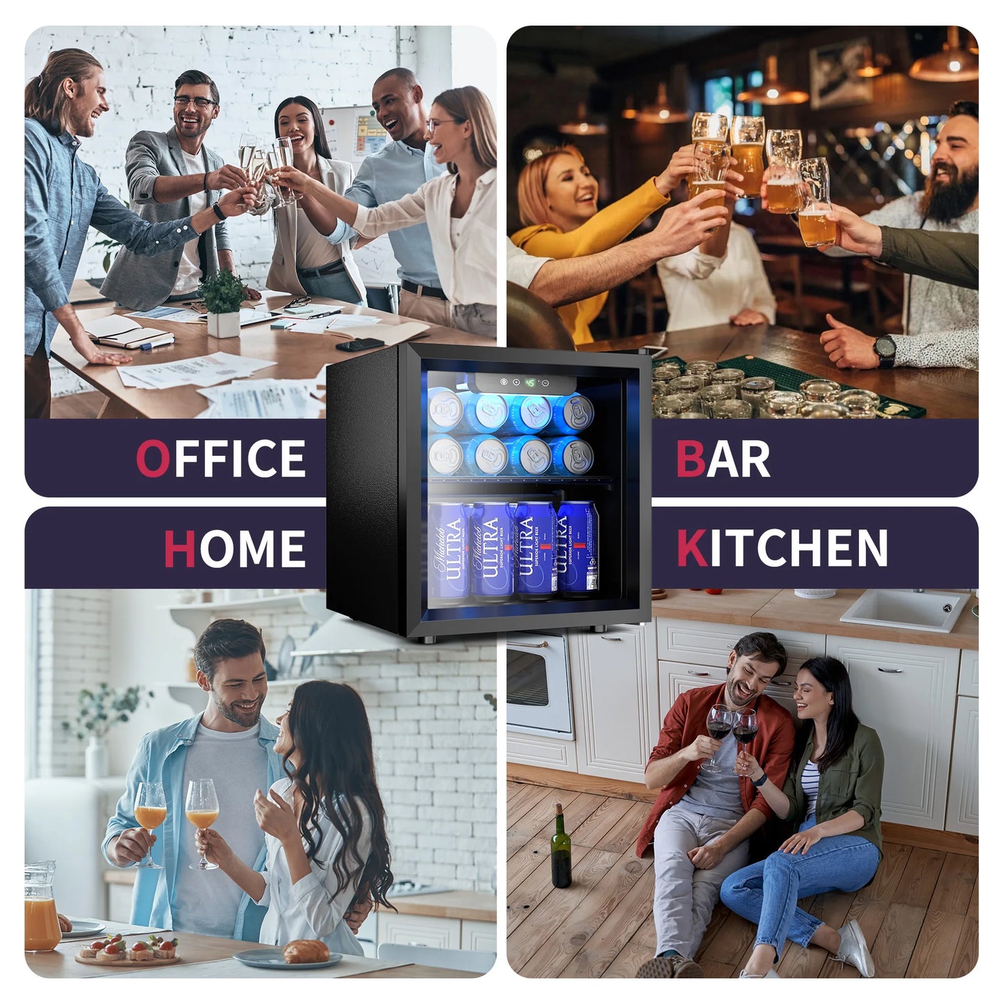 Mini Fridge 1.3 cu ft. 48 Can Beverage Refrigerator Cooler for Beer Drinks Wines Beverage Fridge with Adjustable Shelves