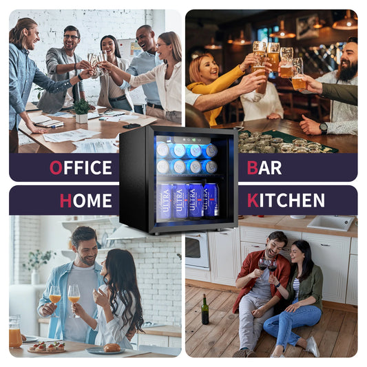 Mini Fridge 1.3 cu ft. 48 Can Beverage Refrigerator Cooler for Beer Drinks Wines Beverage Fridge with Adjustable Shelves