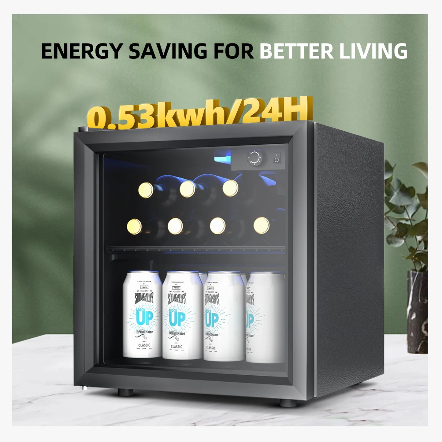 Mini Fridge 1.3 cu ft. 48 Can Beverage Refrigerator Cooler for Beer Drinks Wines Beverage Fridge with Adjustable Shelves