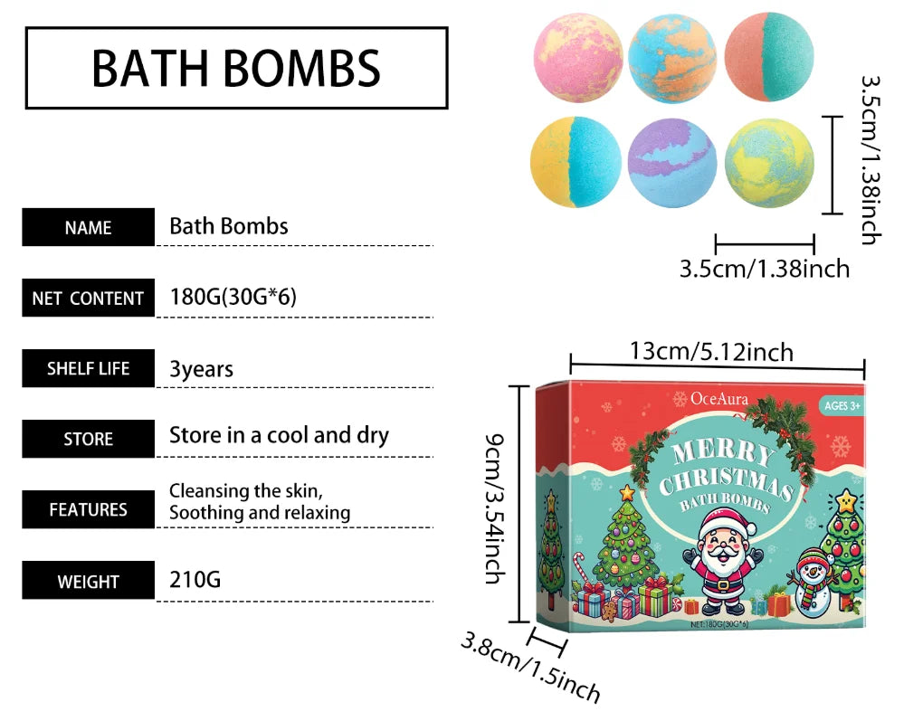 6pcs Fragrance Bath Bombs Nourish Moisturizing Skin Stress Relief