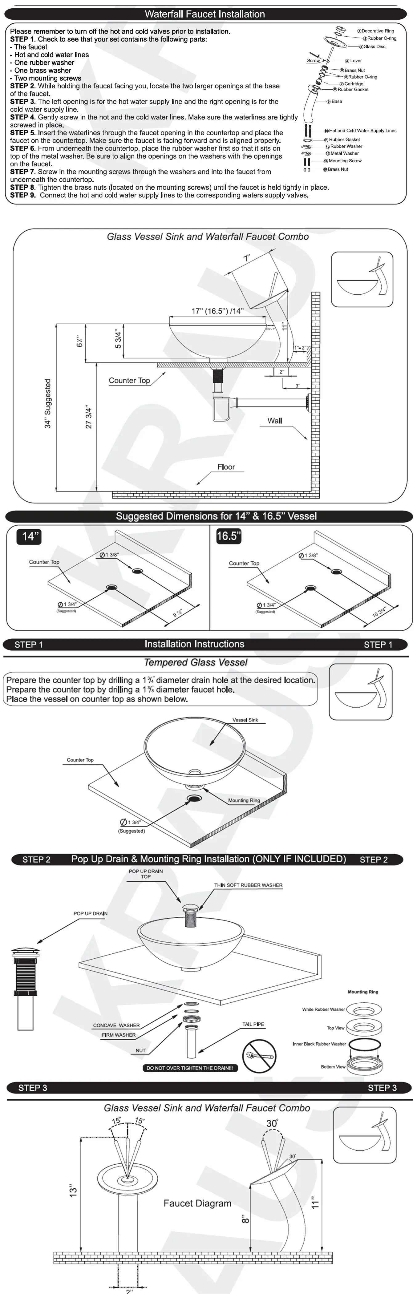 Gold Ceramic Luxury Bathroom Vessel Sink Set  Bowl Washbasin Waterfall Brass Faucet Pop Up Drain Combo High-End Basin Kit