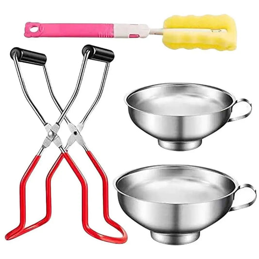 4PCS Canning Jar lifter with Grip Handle Stainless Steel Can Lifter Tongs Jar Clip Mason Jar Glass Lifter Canning Tool Kit