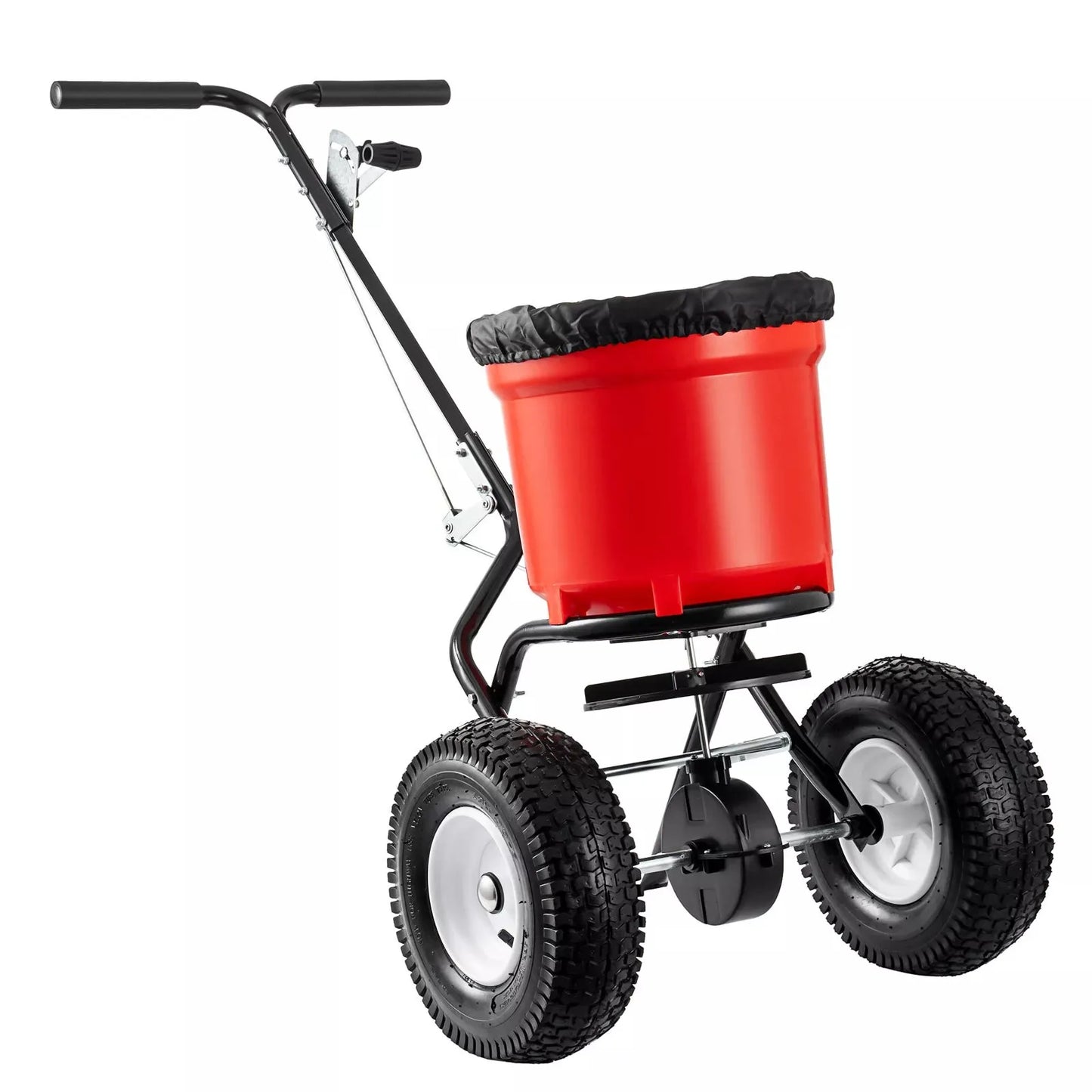 Broadcast Spreader Walk Behind Turf Spreader Steel Push Fertilizer Salt Spreader Garden Seeder for Home Farm 90LBS 12.5in Wheels