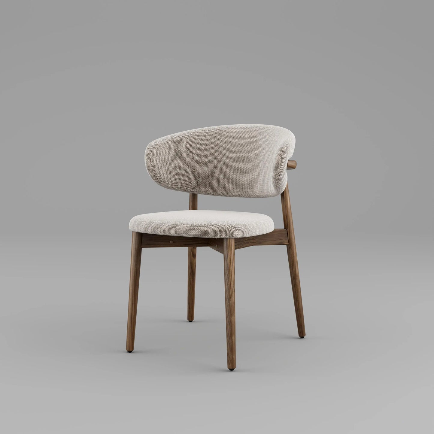 Solid Wood Dining Chairs Set of 2, Modern Upholstered Dining Chair with Curved Backrest, Natural Wood Legs