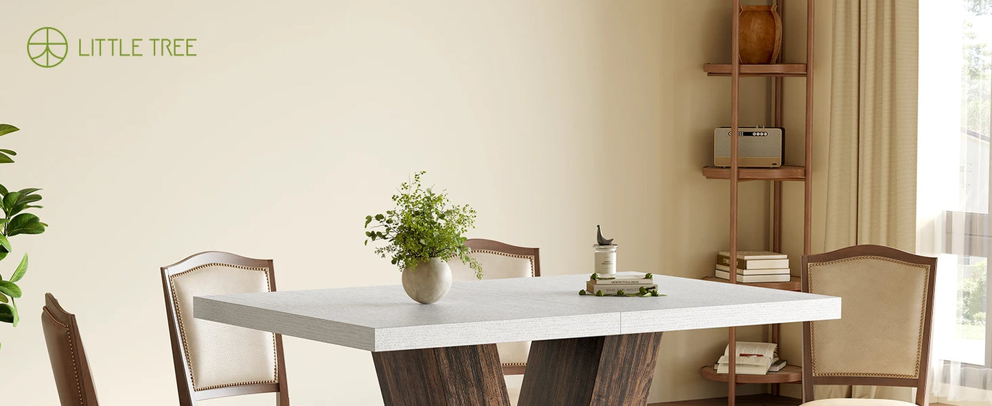 47 Inches Dining Table for 4, Modern Dining Room Tables, White Rectangle Table for Dining Room, Kitchen, Living Room