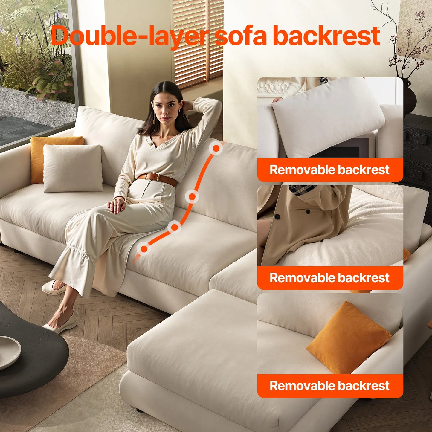 Comfy Cloud Couch 108.2'' Modern Sectional Sofa for Living Room Down Filled