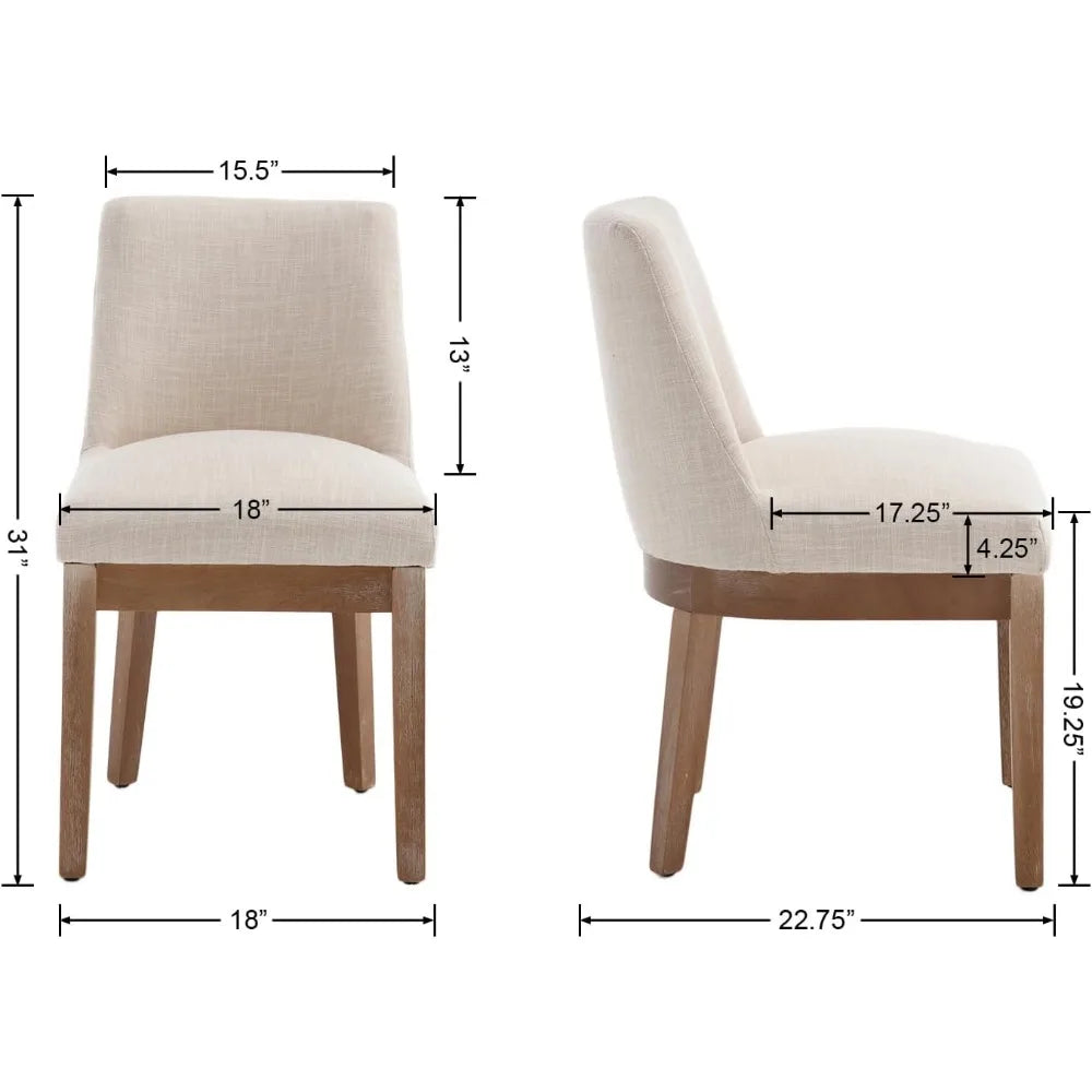set of 4 comfortable linen-upholstered dining chairs with back support for modern kitchen