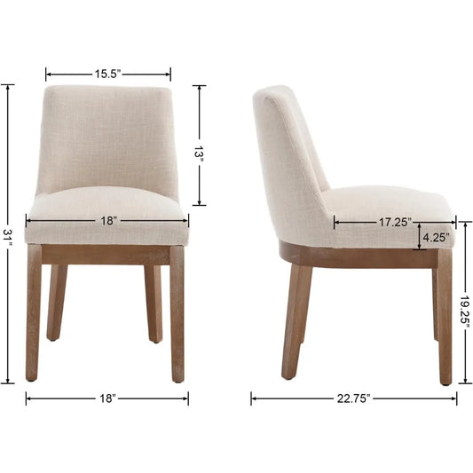 set of 4 comfortable linen-upholstered dining chairs with back support for modern kitchen