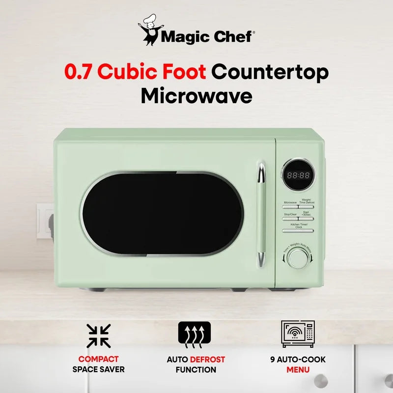 700W Retro Countertop Microwave