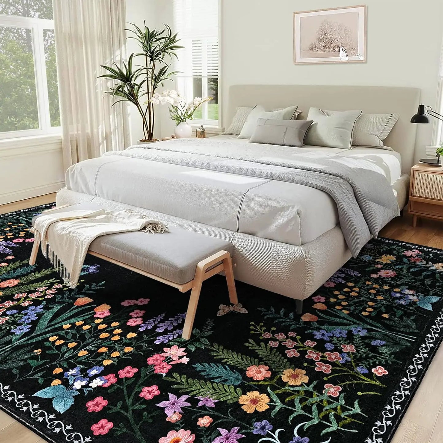 Washable Floral Rug ,Soft ,Non Slip