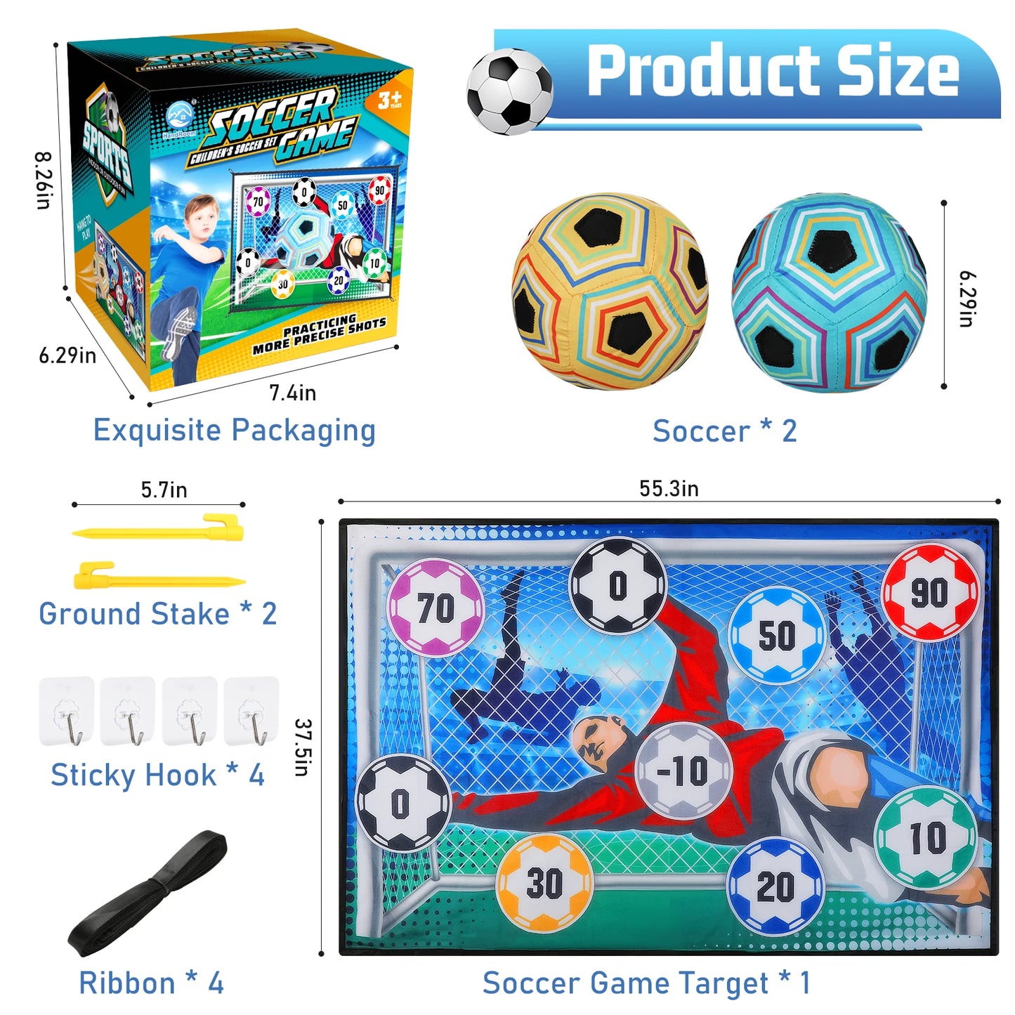 Football Ball Game Set for Kids Indoor Outdoor Soccer Train Sport Game Foldable Toys for 3 4 5 6 7 8 Years Old Boys Girls