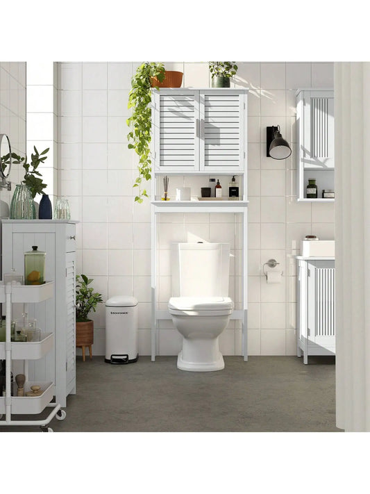 Over The Toilet Storage Cabinet, Bathroom Cabinet With Adjustable Inside Shelf And Bottom Stabilizer Bar