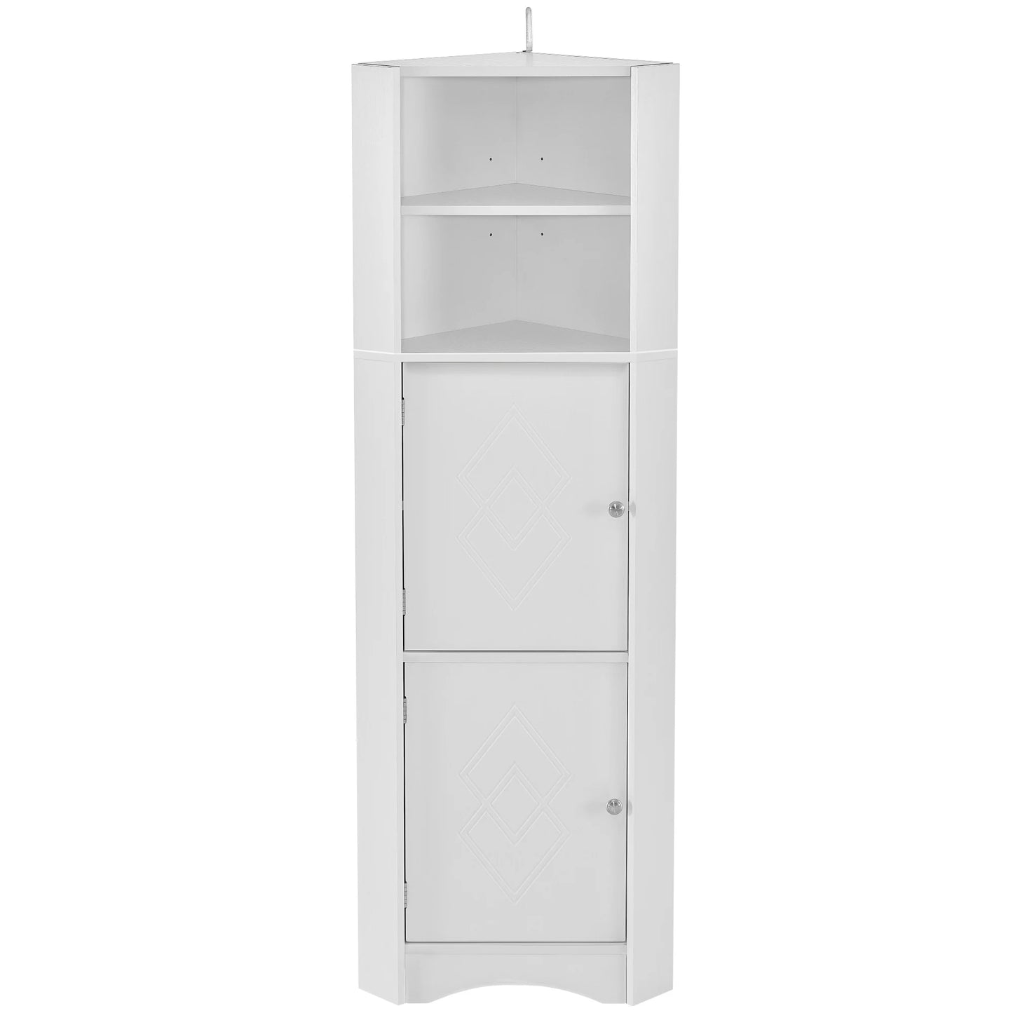 Tall Bathroom Corner Cabinet, Freestanding Storage Cabinet with Doors and Adjustable Shelves