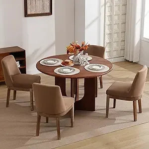 set of 4 comfortable linen-upholstered dining chairs with back support for modern kitchen