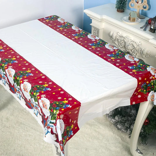 Christmas Tablecloth Waterproof Reusable Holiday Party Decorations Festive Dinner Table Cover Elegant Seasonal Home Decor