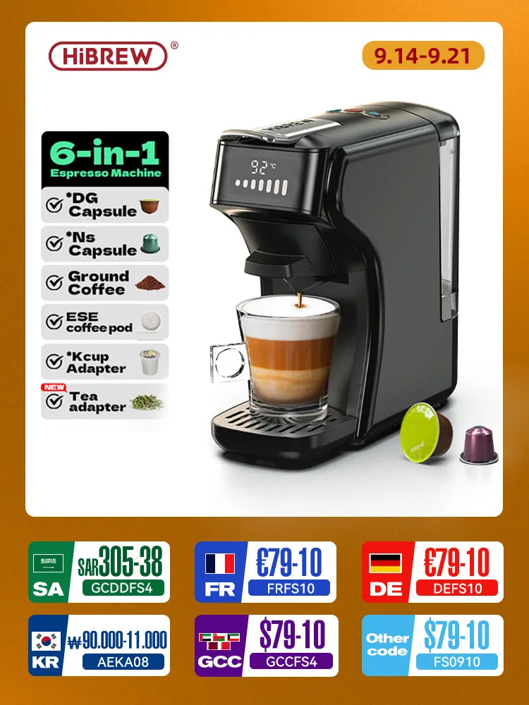 6in1 Capsule Coffee Machine Hot/Cold Multiple Espresso  Cappuccino Coffee Maker
