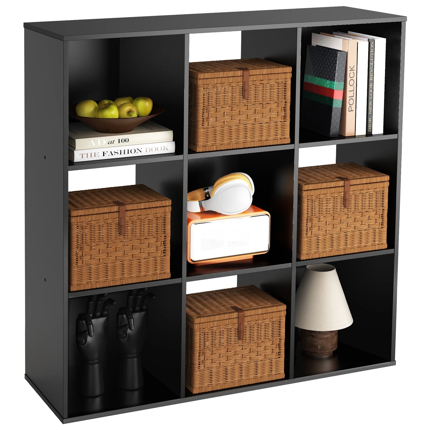 9 Cube Storage Organizer Wooden Shelf Bookcase Open Bookshelf for Living Room and Home Office Display Storage Bookcase