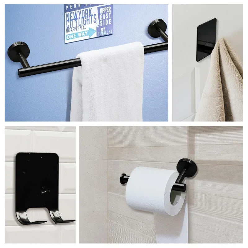 Bathroom Hardware Set 7Pcs Bathroom Towel Rack Including 16" Hand Towel Bars Toilet Paper Holders, Towel Rings, Robe Towel Hooks