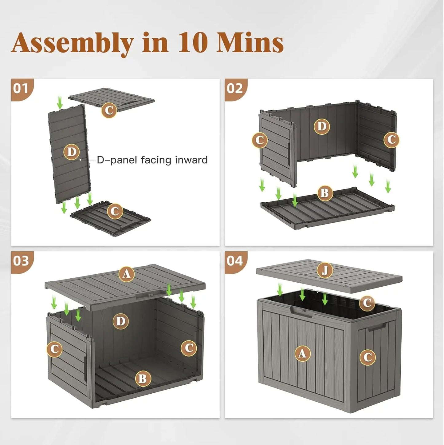 45Gal Black Deck Box - Waterproof & UV-Resistant Outdoor Storage w/Lockable Lid - For Patio/Garden