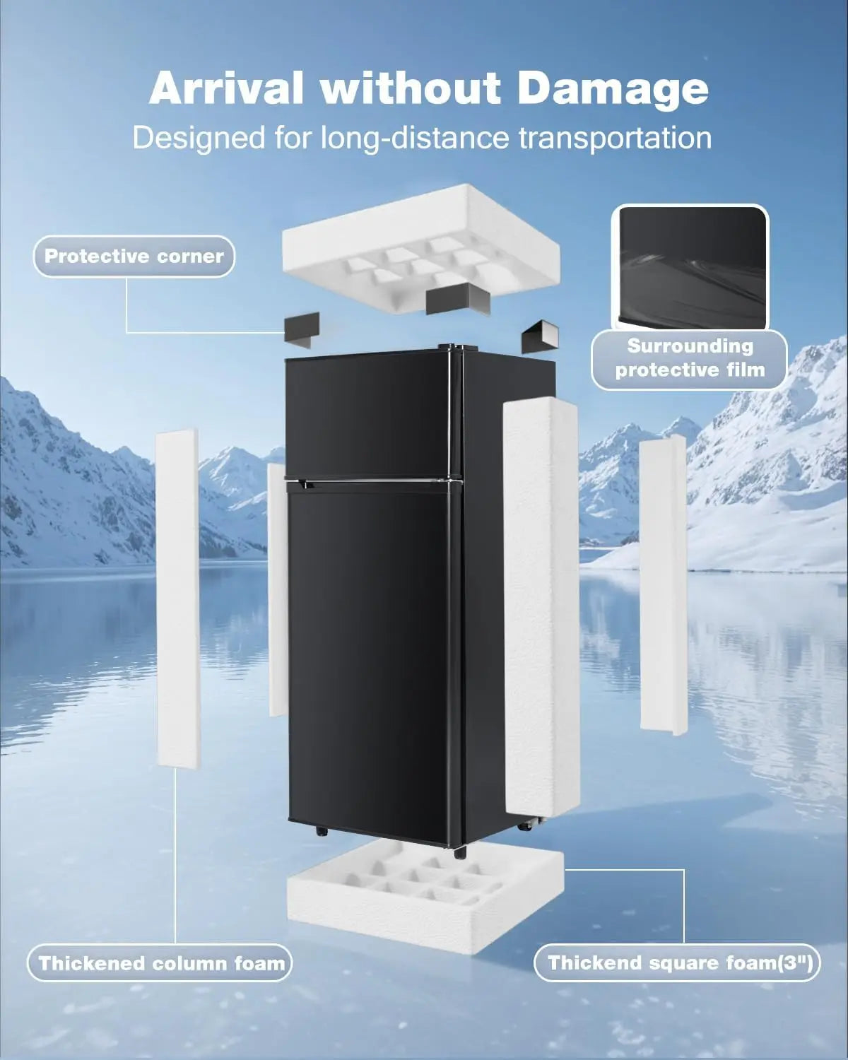 Double Door Refrigerator with Freezer, 4.5 Cu. Ft, Small Fridge with Freezer, 7 Settings Temperature Adjustable