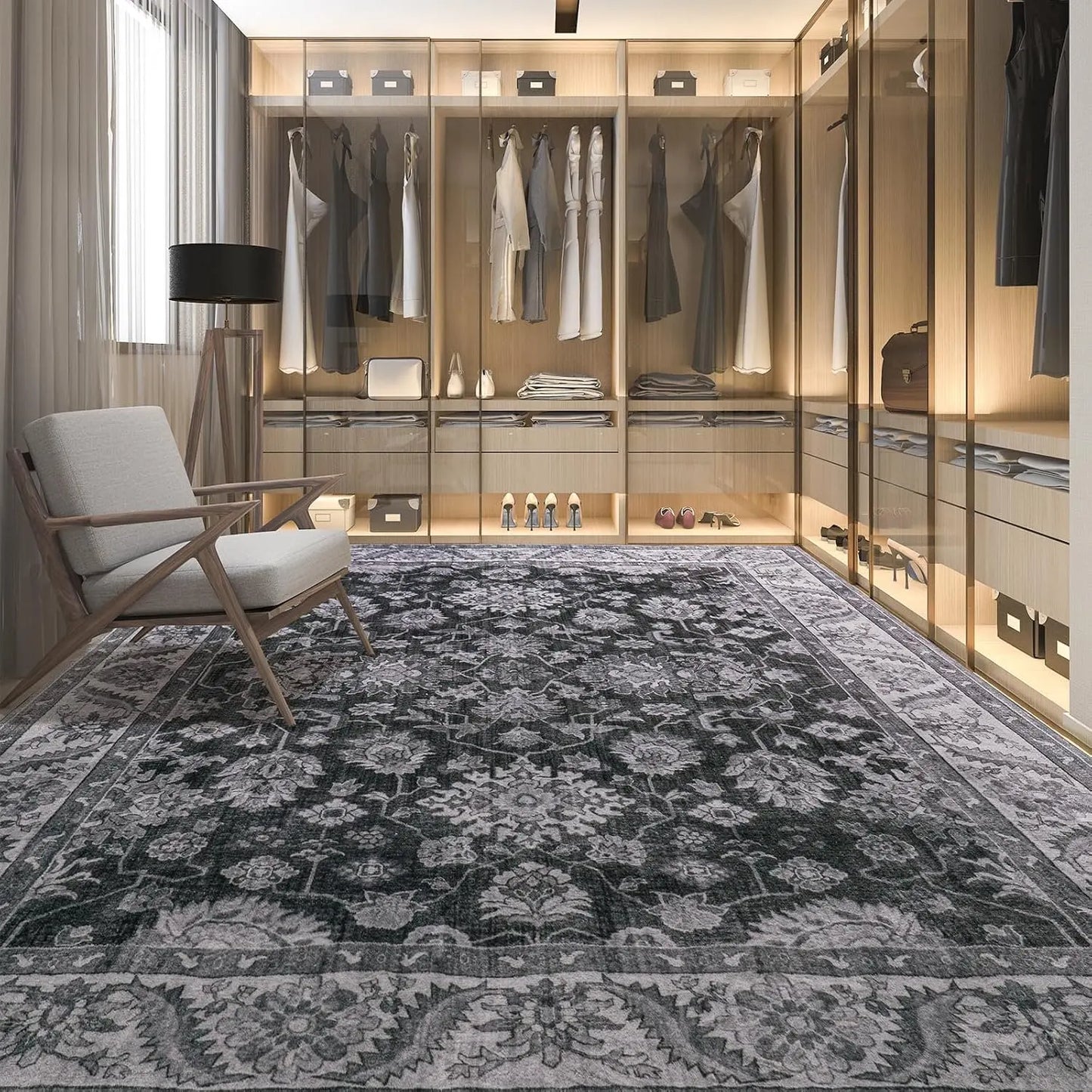 New Vintage Floral Rugs Soft Accent Large Area Rug Fluffy Carpet for Bedroom Living Room