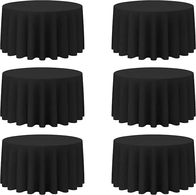 6 Pack Ivory Round Tablecloths 120 Inch - Circle Bulk Linen Polyester Fabric Washable Table Cloth Cover for Wedding Reception