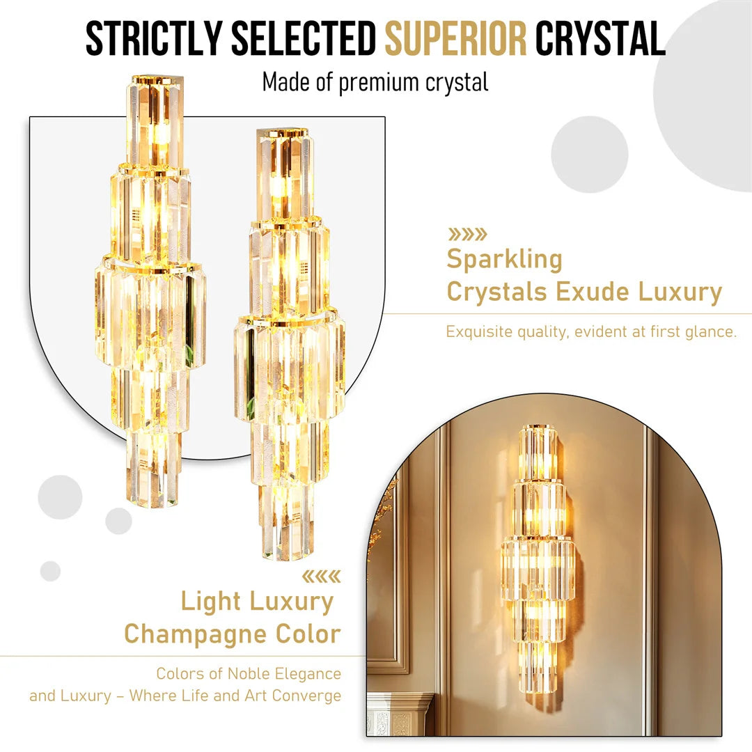 Modern Crystal Wall Lamp 3-Layer Wall Crystal Sconce Light E14 Led Corn Lights