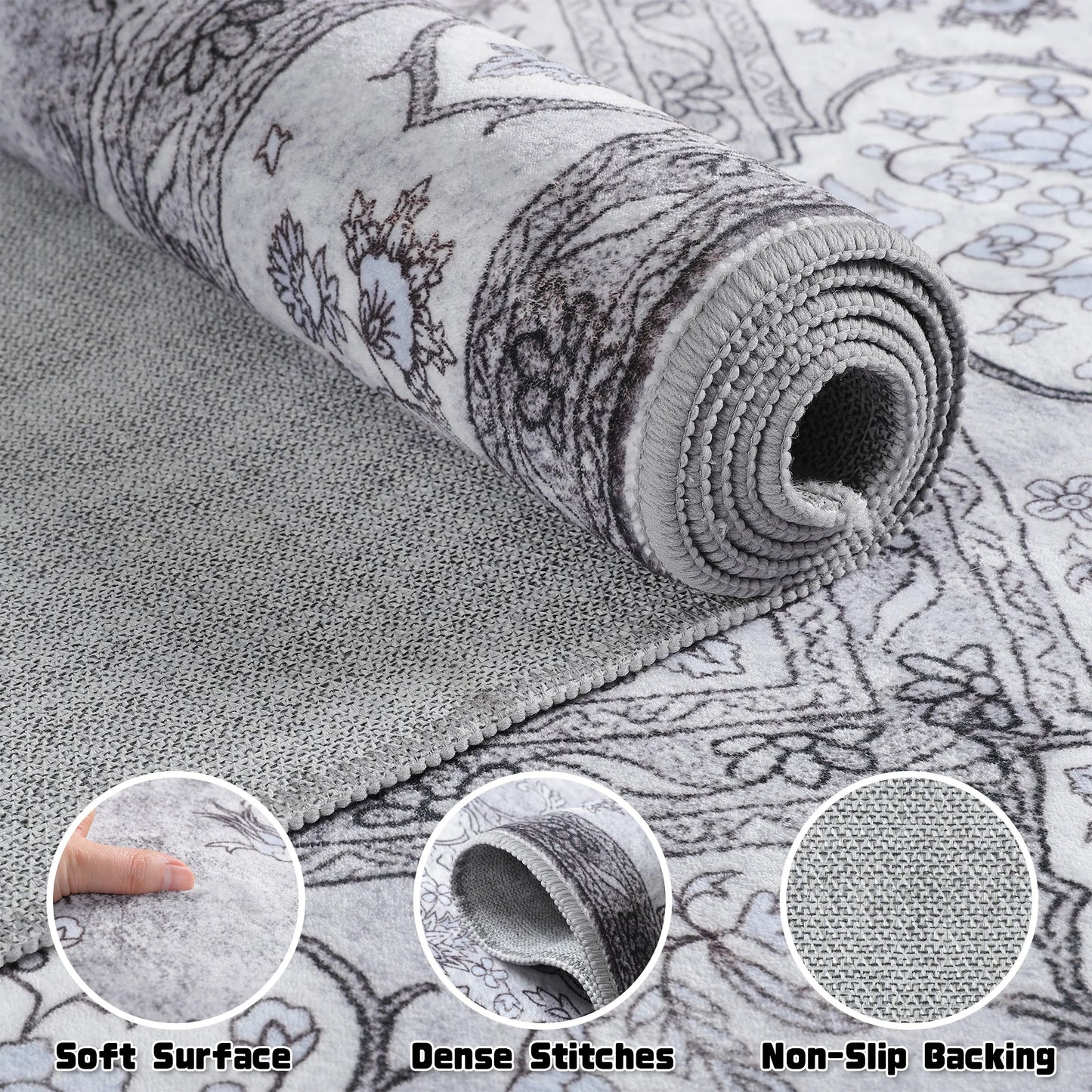 Elegant Floral Faux Wool Area Rug