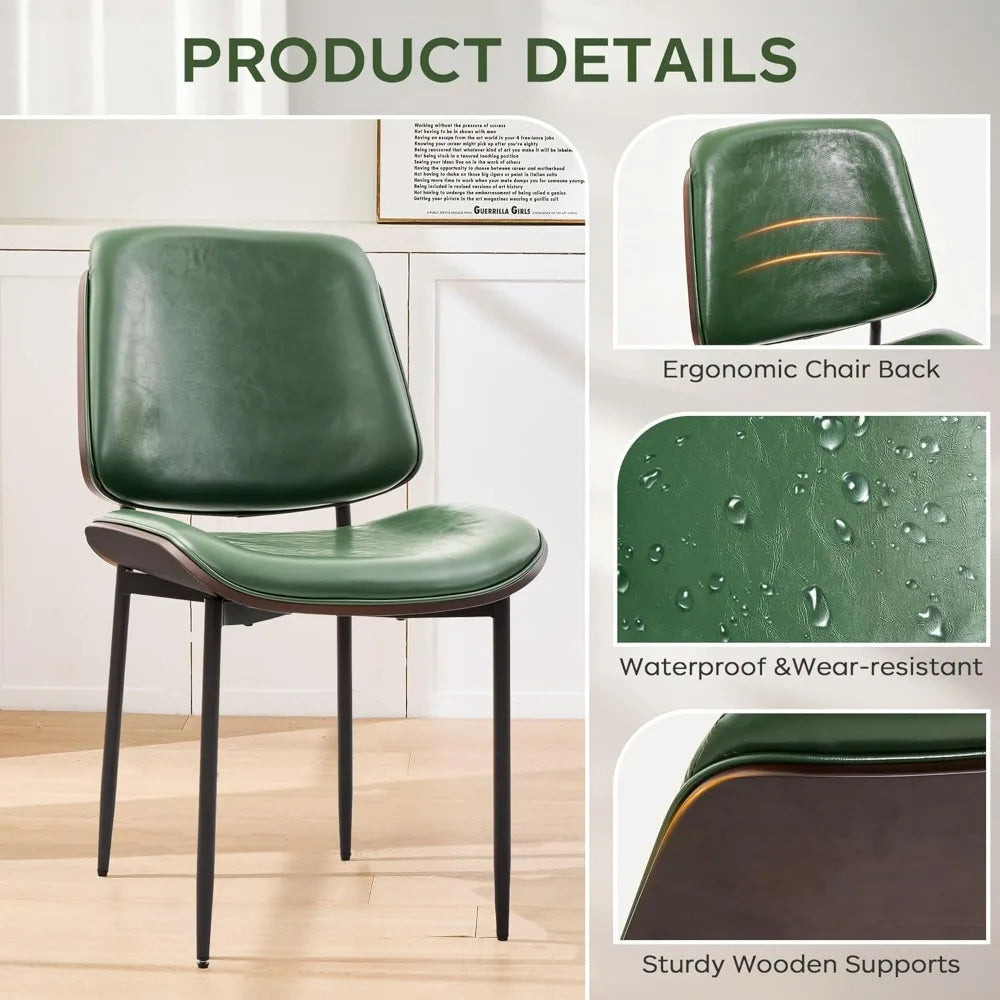 Dining Chairs Set of 4, Upholstered PU Leather Armless Dining Chair