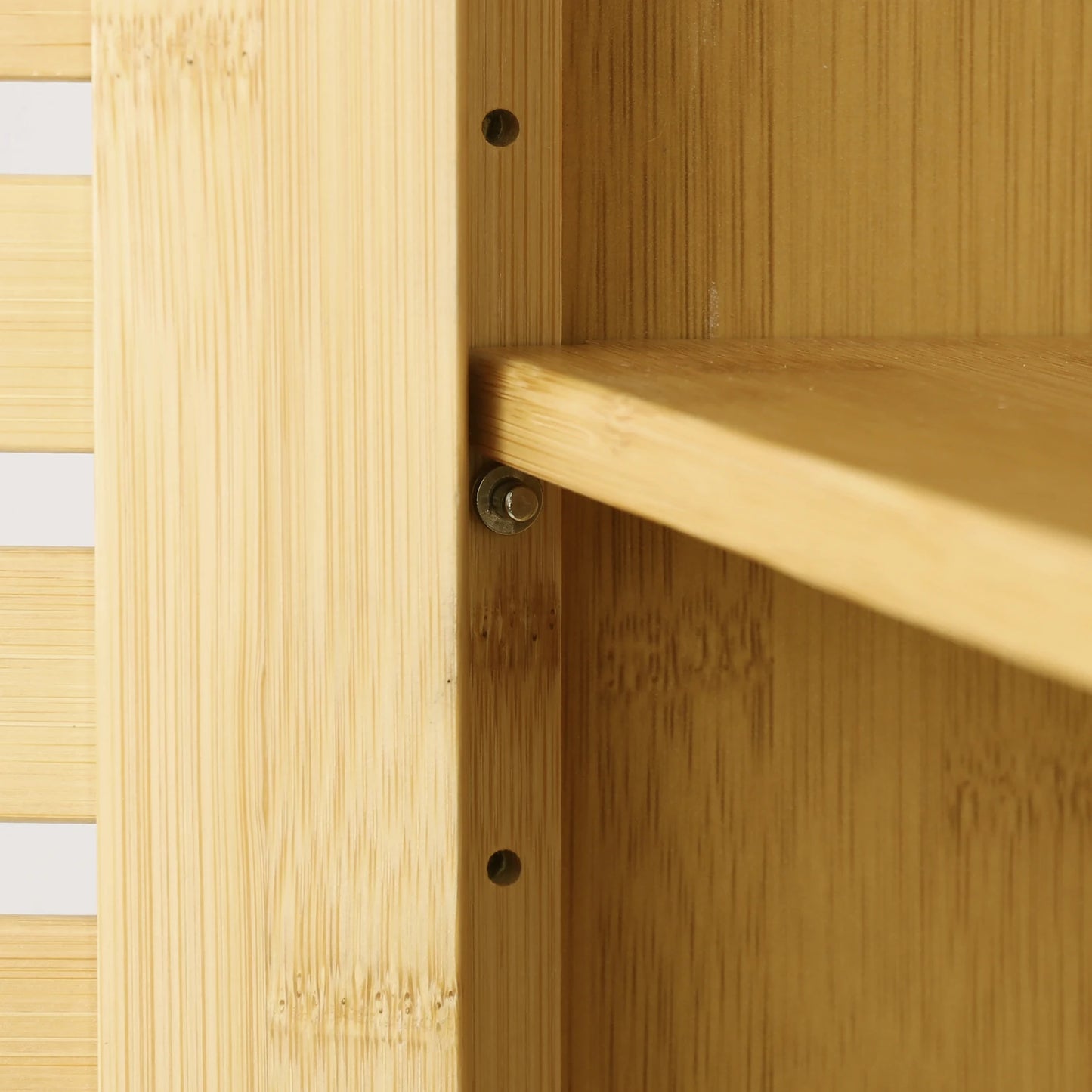 Bathroom Wall Cabinet Storage Shelf Bamboo Medicine Cabinet with with 2 Doors Adjustable Shelf