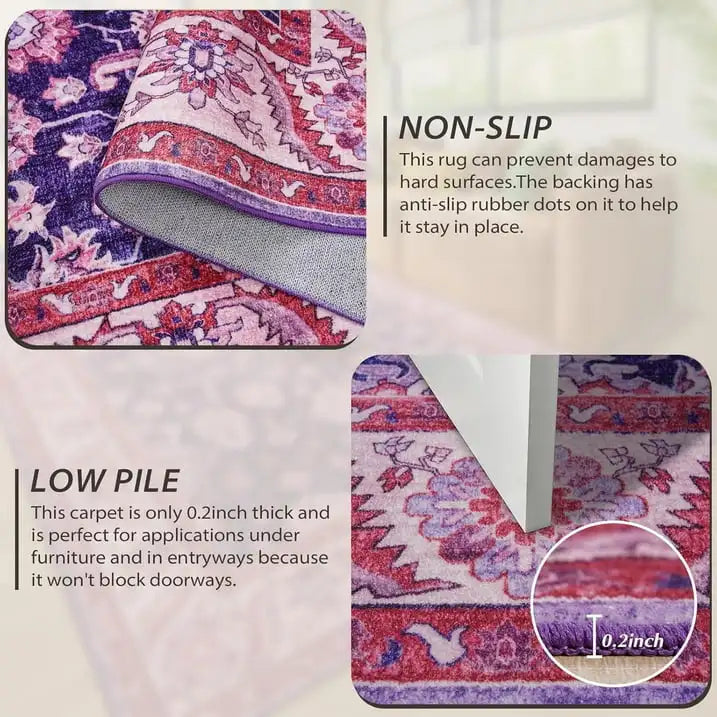 New Vintage Floral Rugs Soft Accent Large Area Rug Fluffy Carpet for Bedroom Living Room