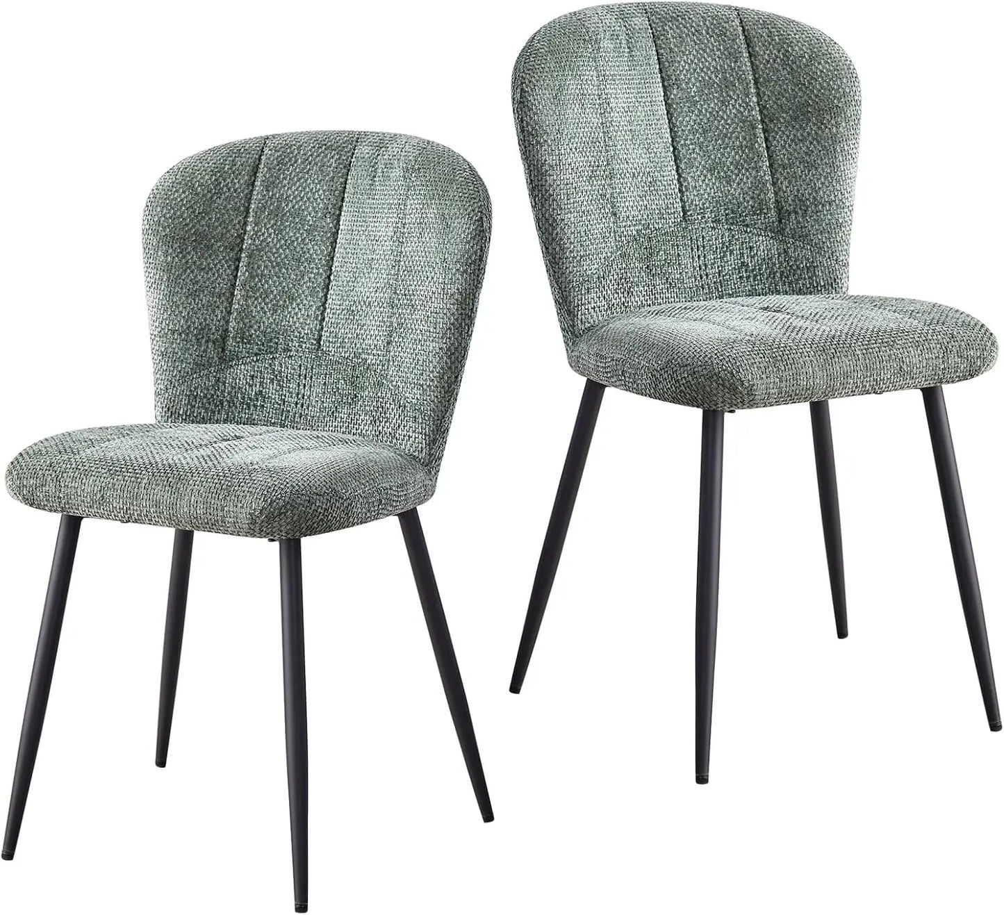Dining Chairs Set of 4, Modern Chenille Upholstered Kitchen Chairs with Metal Legs, Ergonomic Wingback Design Armless Chair