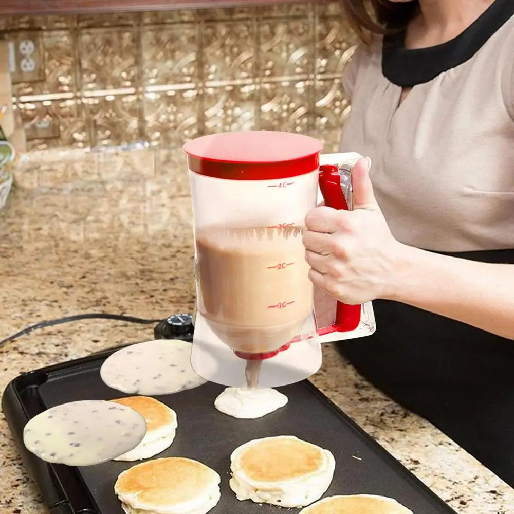 Pancake Mix Dispenser Handheld Cupcakes Batter Cup 900ml Batter Pourer Dispenser Leak-Proof Pancake Maker