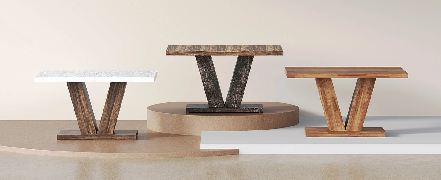 47 Inches Dining Table for 4, Modern Dining Room Tables, White Rectangle Table for Dining Room, Kitchen, Living Room