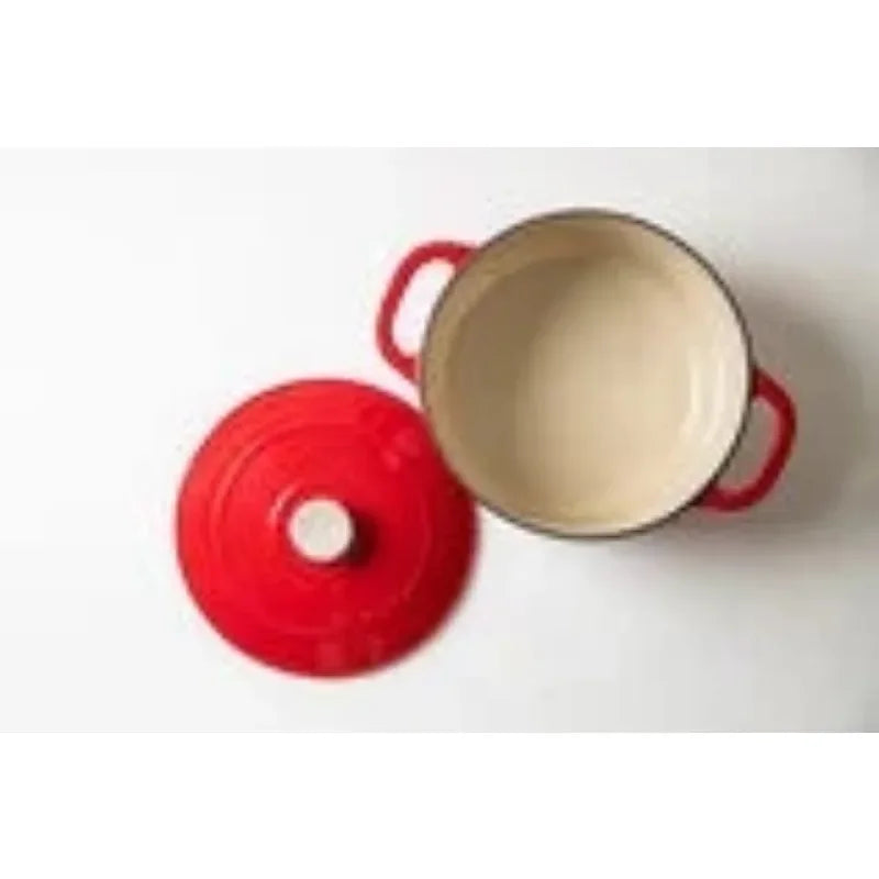 Lodge Cast Iron 5.5qt Red Enameled Dutch Oven  non stick cooking pot set