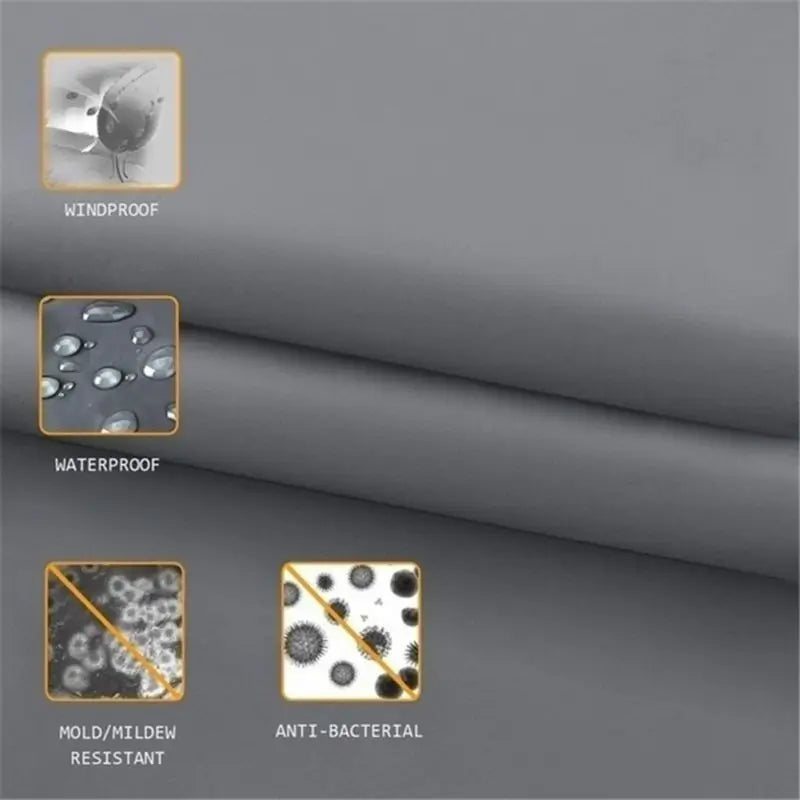 4pcs Set Doormat Shower Curtain with Non-Slip Rugs Toilet Seat Cover Bath Carpet Durable Waterproof