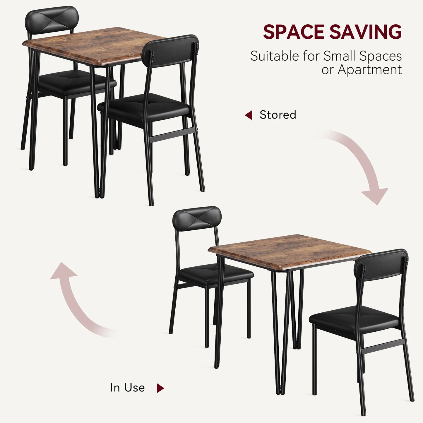 Small Dining Table Sets for 2 with Upholstered Chairs