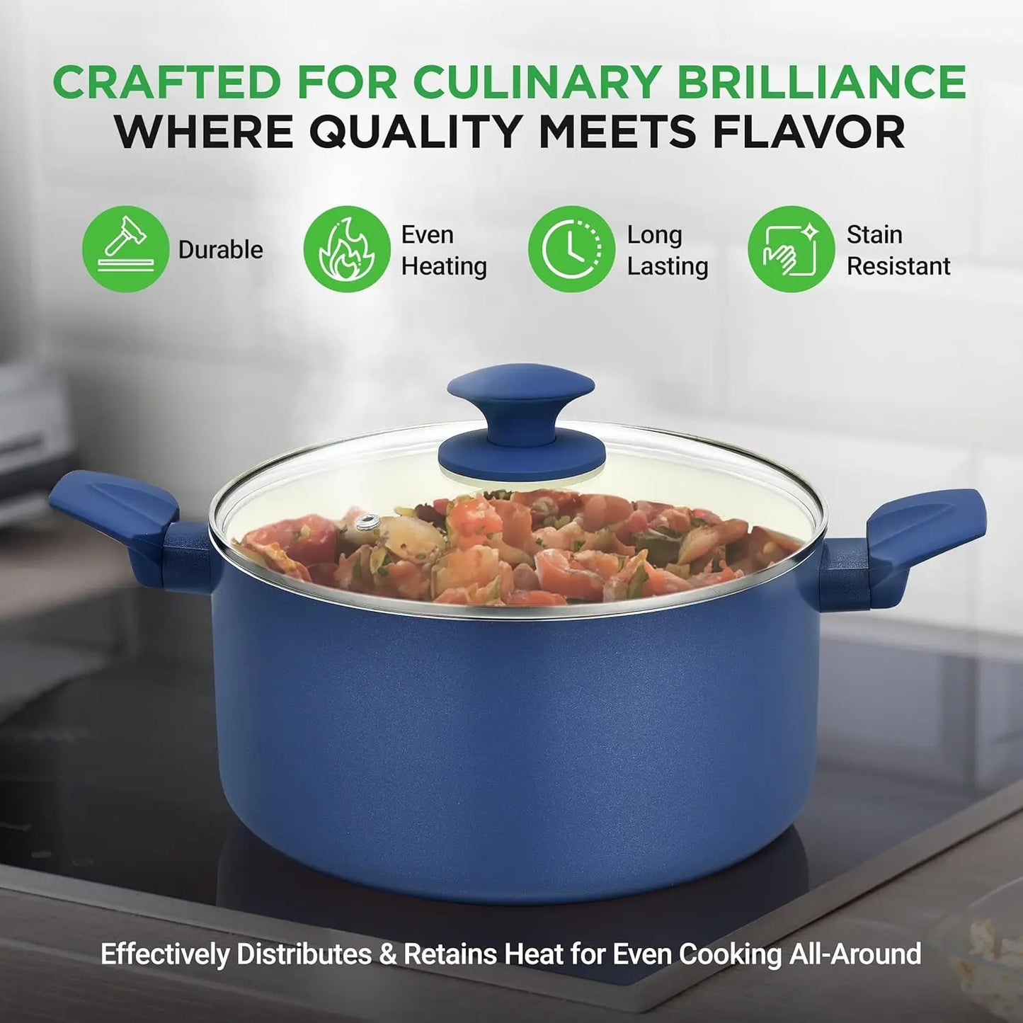 54 Piece Professional Grade Complete Home Kitchen Cookware Set, Ceramic Non-Stick Bakeware, Pots and Pans Kit,