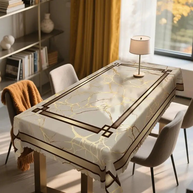 Marble themed tablecloth, rectangular and round marble stripe pattern design, Christmas decoration tablecloth.