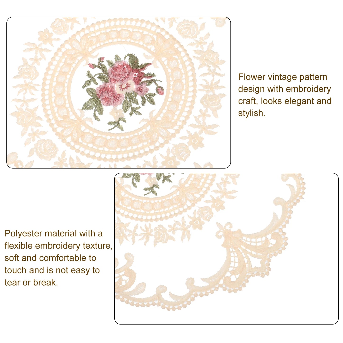 2Pcs Retro French Crochet Doilies