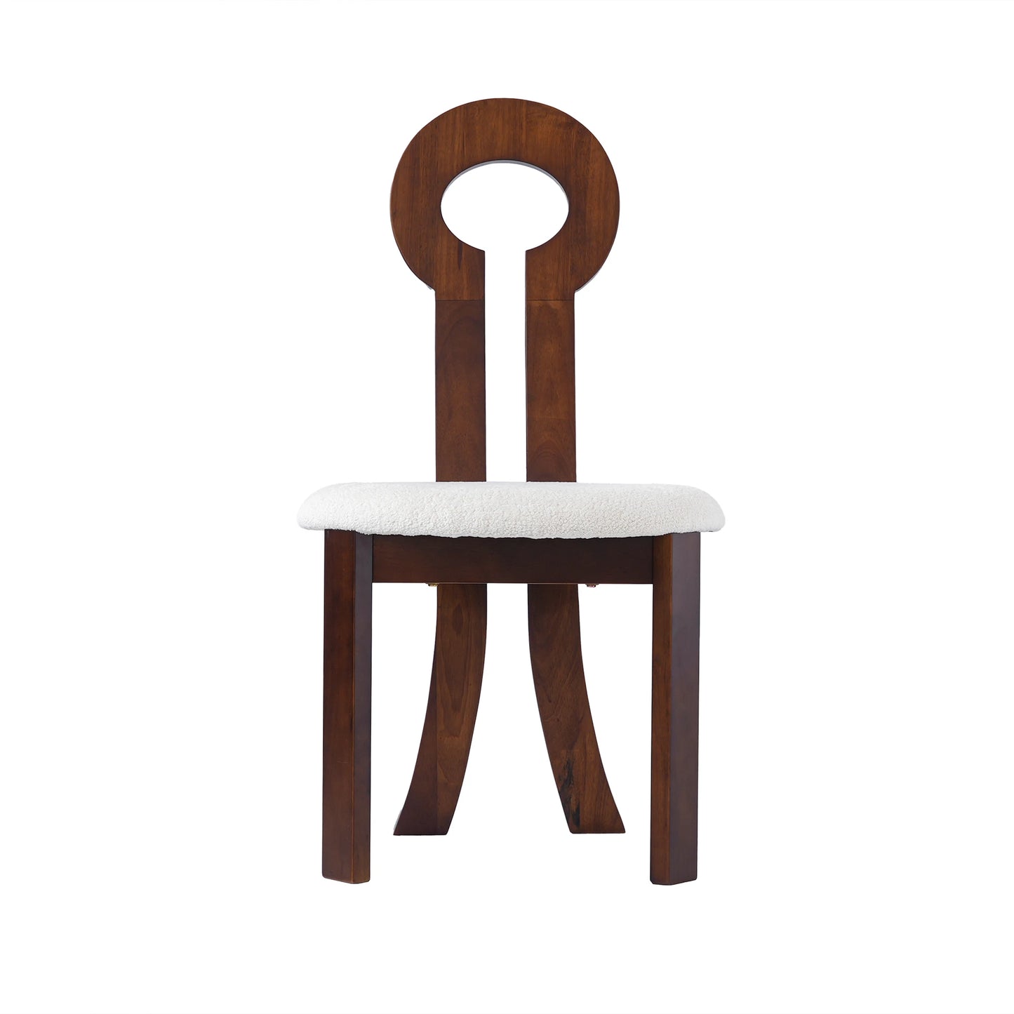 Wooden Dining Chairs Set of 2 Modern Round Dining Room Chair Comfy Fabric Upholstered Kitchen Chairs