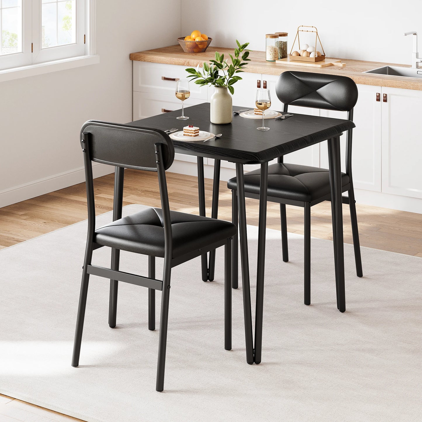 Small Dining Table Sets for 2 with Upholstered Chairs